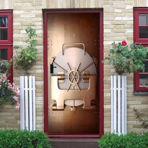 FYRHLH 3D Türaufkleber Brauner Tresor Türtapete selbstklebend Fototapete Türposter Türfolie Türsticker PVC Wasserfest Wandbild Für Wohnzimmer kinder bad Schlafzimmer B85 x H205cm