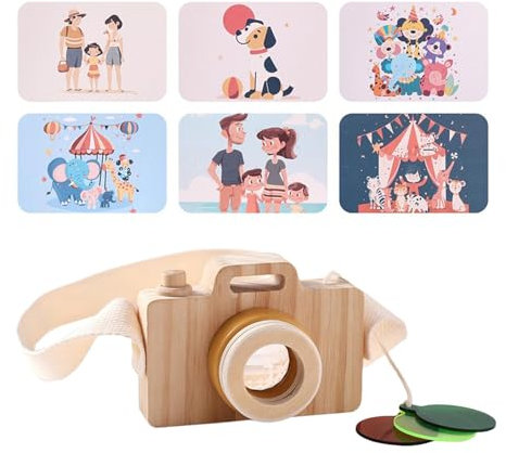 Generic Jouet D'appareil Photo En Bois LED, Jouet pour Photographier Des Accessoires