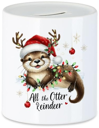 Hey!Print All The Otter Reindeer Lustiges Ottermotiv Spardose Geschenkidee witziges Design Weihnachten