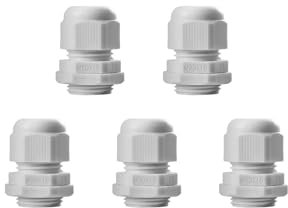 5 raccordi per cavi M20, IP68, impermeabili, passacavi per esterni, da giardino, scatola di derivazione, in plastica, in nylon, colore bianco
