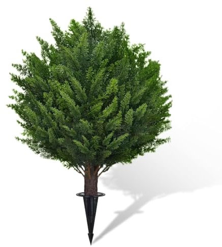 45 cm de ciprés artificial con estaca, bola de boj artística, coníferas, árbol artificial para exteriores, para exteriores, para el patio delantero y jardín
