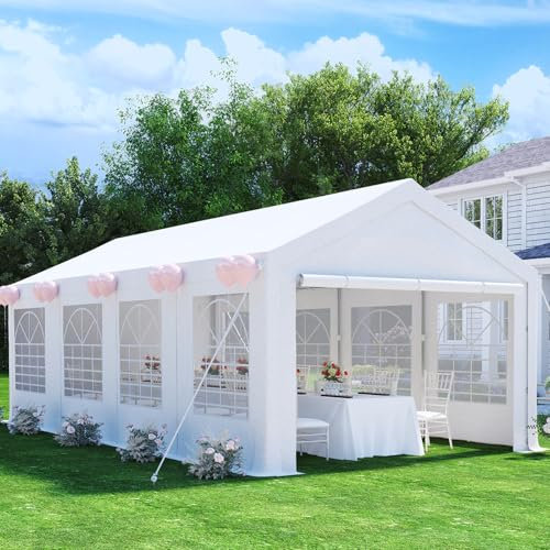 Devoko Pavillon 4x8,Partyzelt 4x8 Wasserdicht Stabil,Pavillon mit 170g PE-Plane,Metall Gestell Gartenzelt,UV-Schutz 50+Große Luxus Hochzeitszelt Festzelt,Zelt Weiß