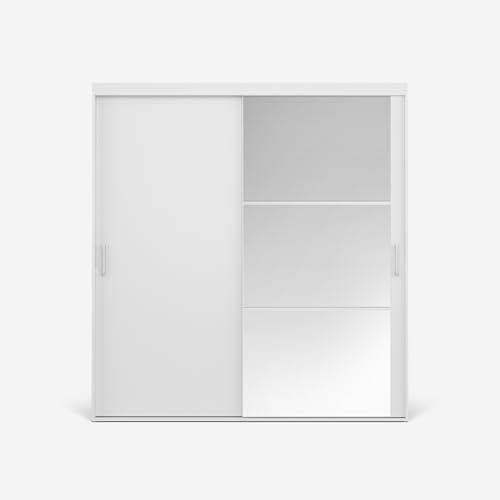 VIKK - Kleiderschrank Schiebeschrank, Schrank Finse - Wohnzimmer, Flur, Schlafzimmer - Garderobenschrank mit Spiegel - Schiebetürsystem, robuste Konstruktion - Schrank nach Bestelleingang gefertigt
