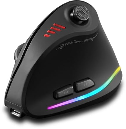 Mouse Verticale 24000 DPI con Joystick Ergonomico Bluetooth 2.4G/USB Mouse con 12 Tasti Programmabili Pollice,Mano,Polso,Bracciolo Prevenzione LED Ottico per Gamer/Laptop/Computer