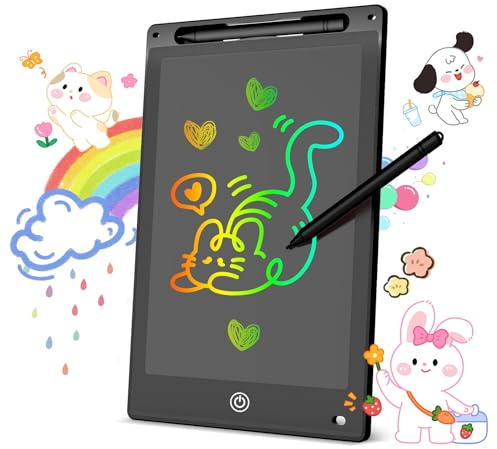 Tablette Graphique LCD Écriture Colorée, Tableau Numérique Effaçable avec Bouton Supprimer et Verrouillage D'écran, Jouet Éducatif et Cadeau d'Anniversaire et de Noël (Noir, 10 pouces)