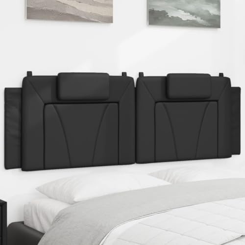 Kaloriko Viana Kopfteil-Kissen Schwarz 160 cm, luxuriöses Kunstleder Wandmontage Polster für Betten, schmutzabweisend und komfortabel für Schlafzimmer