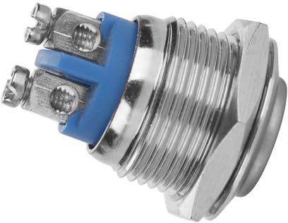 HUIOP Mini Interrupteur à Bouton-poussoir en Métal, étanche, 2 Broches, IP65, Réinitialisation Automatique, Marche/arrêt, Idéal pour Voiture, Commandes de Circuit, 16mm, 250V, 5 (G Aotou)