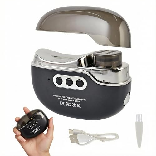 4-in-1 Multi-Functional Electric Nail Clippers, 3 Speeds Electric Nail Trimmer with LED Light, Rechargeable Automatic Nail Clippers with Polishing/UV Nail Lamp/Nail Grinder for Kids, Adults & Seniors