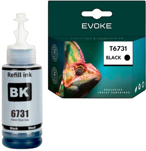 EVOKE T6731 Tinte Kompatibel zu Epson L1800 L805 L850 L800 L810 Schwarz (Black) 4000 Seiten 70 ml