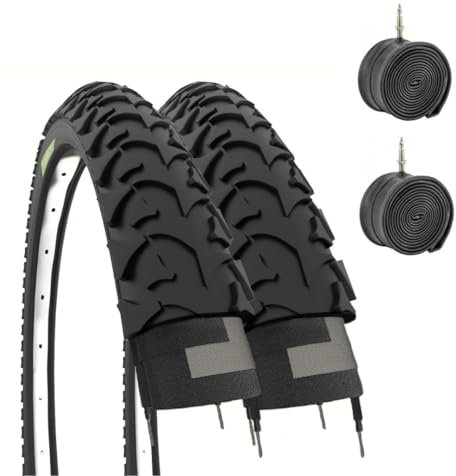 EBA12MBE 2 neumáticos negros 12 1/2 x 1,75 x 2 1/4 (47-203) + cámaras de neumáticos de goma para bicicleta MTB niño