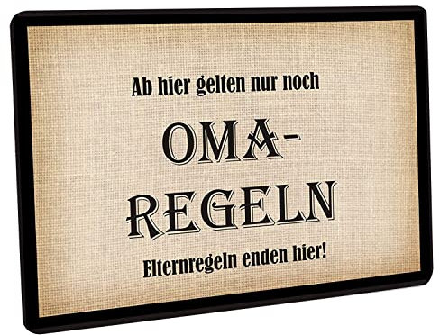 Crealuxe Fussmatte 'Ab Hier gelten nur noch Oma Regeln' Bedruckt, Fußabtreter, Fußabstreifer für die Haustür, Fußmatte rutschfest