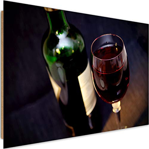 Feeby Deco Panel Abstraktion Bild Kunstdruck modern Wein Flasche Küche rot 60x40 cm