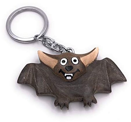 Onwomania - -Fledermaus fliegend Tier Schlüsselanhänger - Holz Glücksbringer ideal als Geschenk z.B. für den besten Freund, die beste Freundin, Mama - Für Männer, Frauen & Kinder
