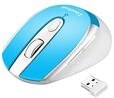 LeadsaiL Leise Kabellose Maus 2,4 GHz 1600 DPI Optical Tracking, 6 Tasten Optische Computermaus, PC Maus mit USB Nano Empfänger, Kompatibel mit PC, Mac, Laptop - Hellblau