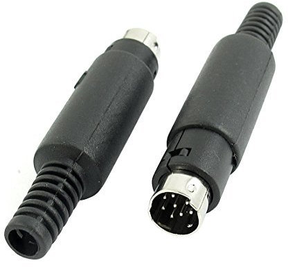 N/A 2Pcs Plastique Enduit Mini DIN 8 Broches Prise Mâle Droite Audio Vidéo AV Adaptateur Connecteur