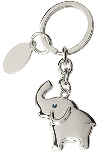 SILBERKANNE Schlüsselanhänger Elefant mit Gravurplatte 9x4 cm Premium Silber Plated edel versilbert. Fertig zum verschenken mit schicker Geschenkverpackung