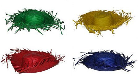 Lot de 3 - Chapeau de Paille avec Franges Vert