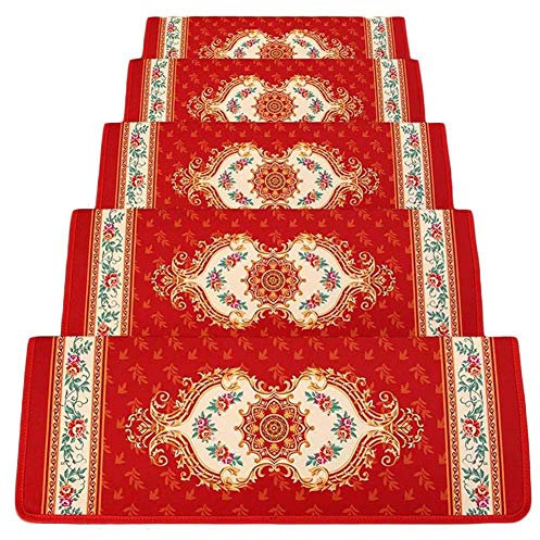 WJHCDDA Stufenmatten Teppich Stufenmatten Treppen-Teppich Treppenmatten Selbstklebend Anti-Rutsch Rechteck 5 Größen 3 Farben Europäischer Stil (Color : C, Size : 5pcs90x24x3cm)