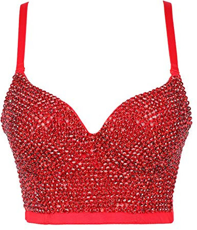 Woboren Damen Korsett Bustier BH Dessous Tank Top Trägertop Crop Top Corsage Schlanke Weste Rot L