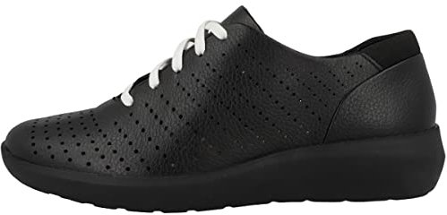 Clarks Kayleigh Aster, Zapatillas, para Mujer, Negro (Black Leather), 41 EU
