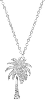 Lucky Palm Tree Solid 925 Sterling Silver Pendant Necklace