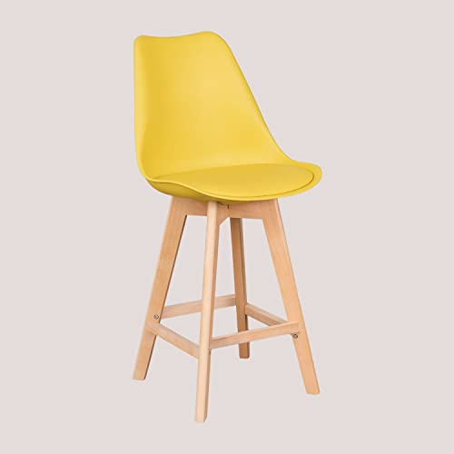 SKLUM Barhocker mit Kunstlederkissen Nordic Gelb Curry ↑67 cm