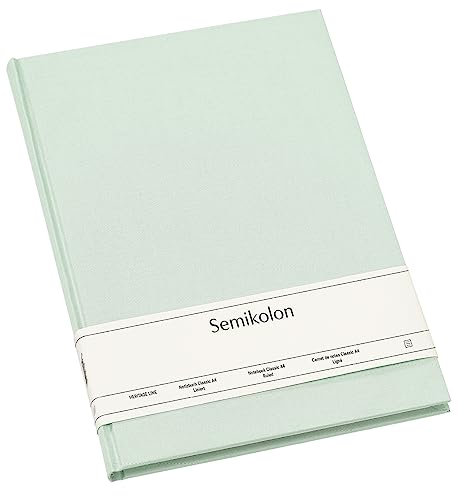 Semikolon 364081 Notizbuch Classic A4 liniert - 176 Seiten, cremeweißes Papier - Lesezeichen - moss pastell-grün