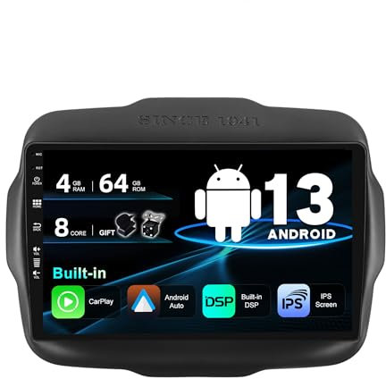 SXAUTO Android 10 Autoradio Per Jeep Renegade (2015-2018) - [4G+64G] - Built-in Carplay/Android Auto/DSP - Camera MIC GRATUITI - Supporto DAB Fast-boot 360-Camera Volante BT 4G WiFi - 2 Din 9 Pollici