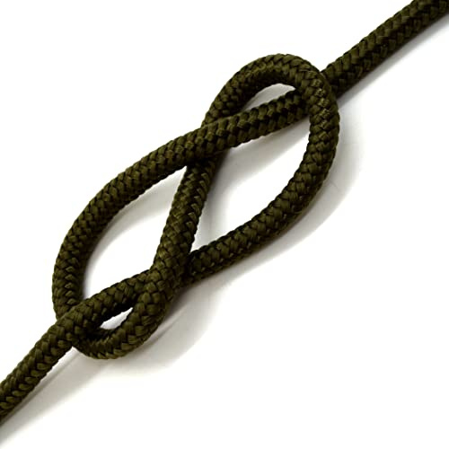 Olive Green Polypropylene Rope, Solid Braided Poly Rope Cord Twine for Boat Yacht Dock Line Camping Washing Line (10 mm x 50 metres / 164 ft)