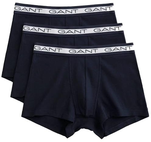 GANT Men's Basic Trunk 3-Pack, Marine, L
