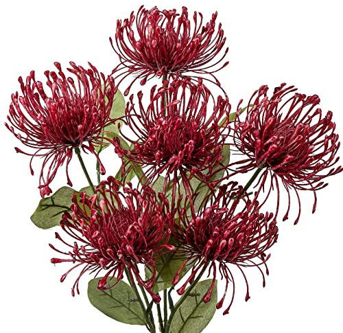 Oairse Flores artificiales grandes de crisantemo de 4 pulgadas, 6 cabezas de flores con tallo de 84 cm de largo, 2 piezas de flores de seda falsa, arreglo de flora, ramo de novia