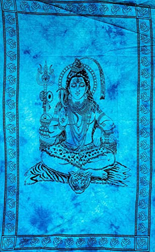 Aga's Own Mandala Tapisserie – Psychedelic Wall Art Hanging – Überwurf aus Baumwolle Tapisserie für Wohnzimmer, Schlafzimmer Home – ästhetisches Wandtuch für den Strand oder zu Hause (Shiva_Blau)
