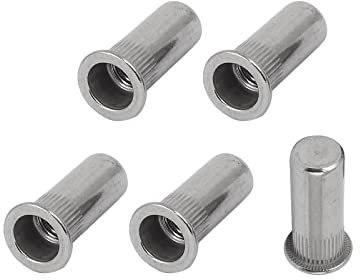METALLIXITY Versiegelte Nietmuttern (M10) 5 Stück, Edelstahl-Blindnietmuttern mit geschlossenem Ende und Gewinde – für mechanische Möbelbefestigungen, silberfarben