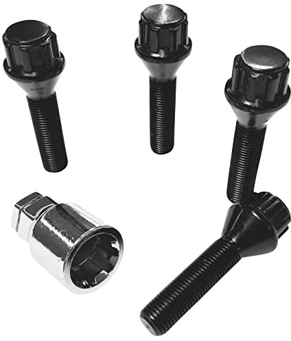 Candado para llantas, M12 x 1,5 x 40 mm, cintura cónica, 60°, 4 candados negros para llantas, 4 unidades, antirrobo, antirrobo, bloqueo de ruedas, tornillos de rueda