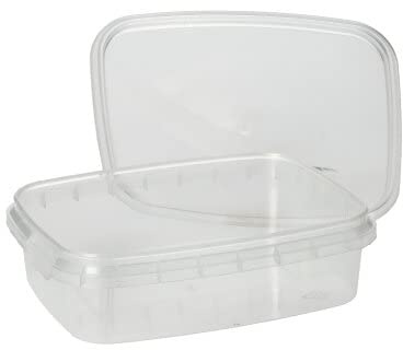 550 Feinkostbecher, PP eckig 150 ml 2,9 x 8,6 x 10,9 cm transparent mit Originalitätsverschluss
