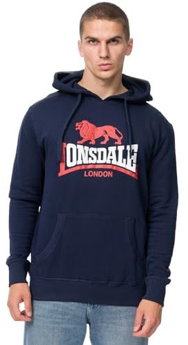 Lonsdale Herren Kapuzensweatshirt Normale Passform THURNING Navy/Red/White L