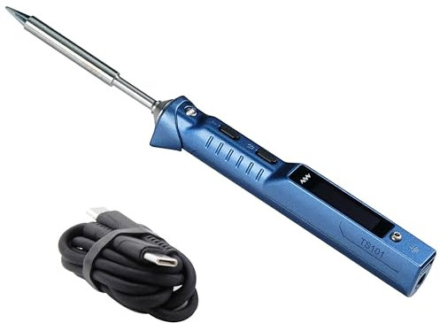 YKEY Original Blue TS101 Electronics Soldering Iron Station Kit USB Type C Power Portable Adjustable Temperature OLED Welding Tool TS100 Upgraded(TS-B2 Tip)