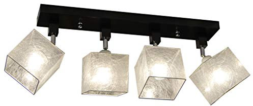 alfalux Deckenlampe LLS455DPR dreh- und schwenkbar Deckenstrahler Deckenleuchte Leuchte 4-flammig Holz Kinderzimmer Wohnzimmer Lampe LED-geeignet (SILBERN PVC)