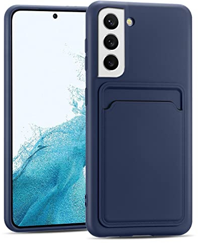 CoolGadget Handyhülle mit Kartenfach für Samsung Galaxy S23 Blau | Silikon Case mit Kartenhalter auf der Rückseite, stoßfest, erhöhter Kameraschutz, dünn