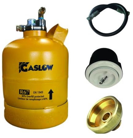 Gaslow Pack Bouteille GPL Rechargeable 2.7kg + Lyre + Boite de Transfert Blanc + Adaptateur France/Italie