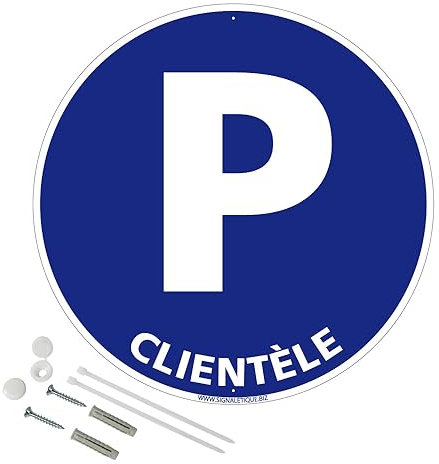 Panneau Parking Clientèle Aluminium 2 Mm - Diam. 300 Mm Signalisation Prépercée Avec Kit De Fixation Fabrication Française