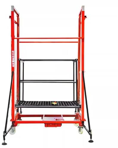 Elektrische Gerüst-Hebebühne mit Fernbedienung, faltbare mobile automatische Hebe-Lastenaufzug-Arbeitsplattform for den Innen- und Außenbereich, Baudekoration mit Rollen (Size : Rise Height 5M)