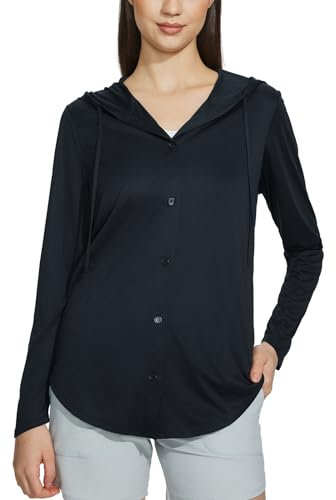 baleaf Women's Rashguard Swimsuit Long Sleeve Zip Front Rashguard Sun Protection Swim Shirts UPF 50+ Black XL