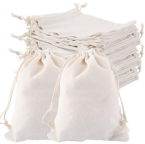 MUXHEL 50 bolsas de tela pequeñas, 15 x 20 cm, bolsas de tela para pintar, bolsas de tela con cordón, bolsas de algodón pequeñas para joyas, bodas y fiestas