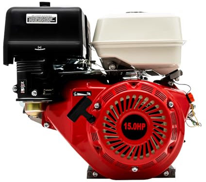 MBUYI Moteur à essence 15 CV 9,7 kW Standmotor Kartmotor avec axe de 25 mm, 4 temps, 420 cm³, démarreur par câble