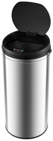 LIFEZEAL Cubo de Basura Cocina con Sensor 30 L, Cubo basura de Acero Inoxidable con Botones abiertos y cerrados, Cubo Automático sin Tacto, Papelera Inteligente con Tapa