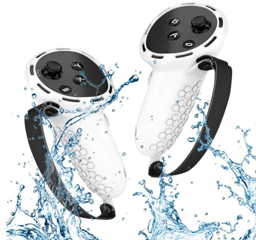 JDXFENG Silikon-VR-Touch-Controller-Abdeckung for Meta/Oculus Quest 3 VR-Controller, Griffabdeckung, verstellbares Handgelenkband, rutschfest, staubdicht for Oculus/Meta/Oculus Quest 3