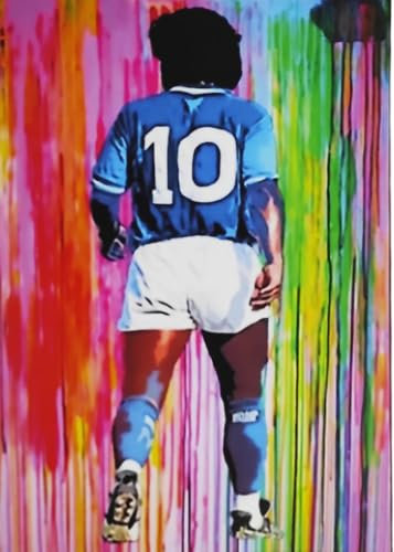 KUSTOM ART Bild Serie Große Sportmeister Diego Maradona Pop Art Druck auf Holz 30 x 21 cm