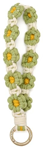 Moydolo Boho niedlichen Gänseblümchen Blume Armband Schlüsselbund Schlüsselanhänger Armband Handgelenk Lanyard für Frauen Mädchen