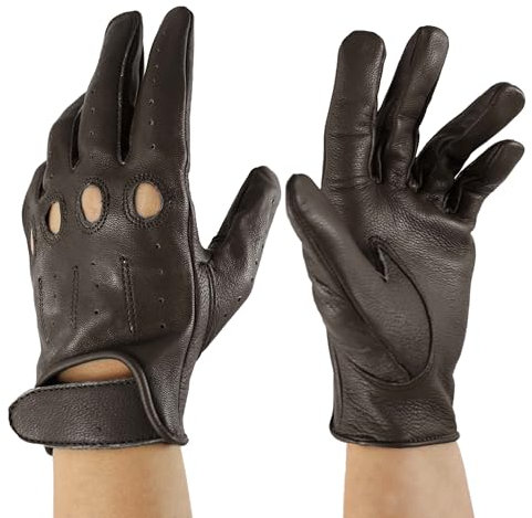 Zerimar reithandschuhe damen - Perforierte Fahrhandschuhe mit atmenden Fingerknöchel Löchern Handschuhe Weiche Leder Damen - Handschuhe Damen Leder - Ideal für Outdoor - Farbe Brun - Größe 8